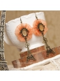 Lolita Clover Big Flowers Eiffel Tower Pattern Earring