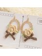 Lolita Sen Department Handmade Retro Wild Flower Bow Earring