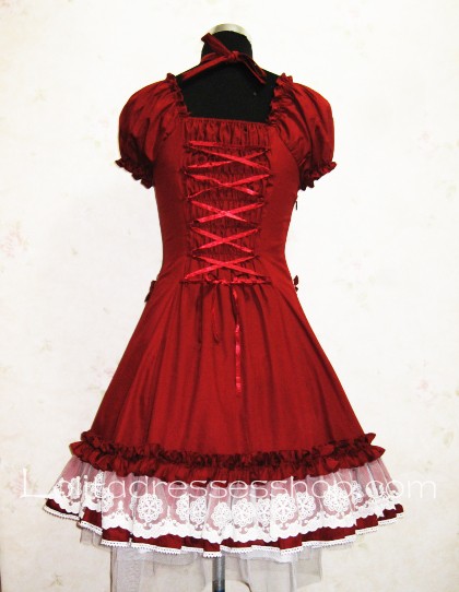 Beautiful Wine Red Retro Palace Lace Princess Classic Lolita Dress