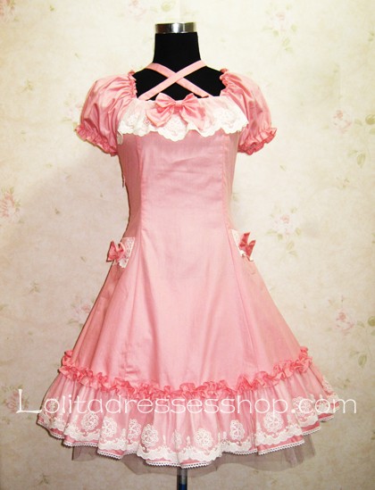 Beautiful Pink Retro Palace Lace Princess Classic Lolita Dress