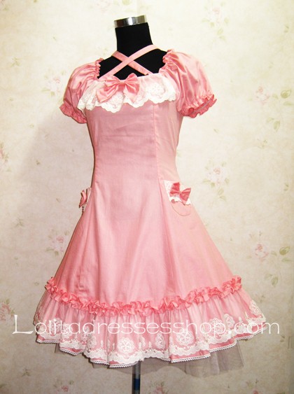 Beautiful Pink Retro Palace Lace Princess Classic Lolita Dress