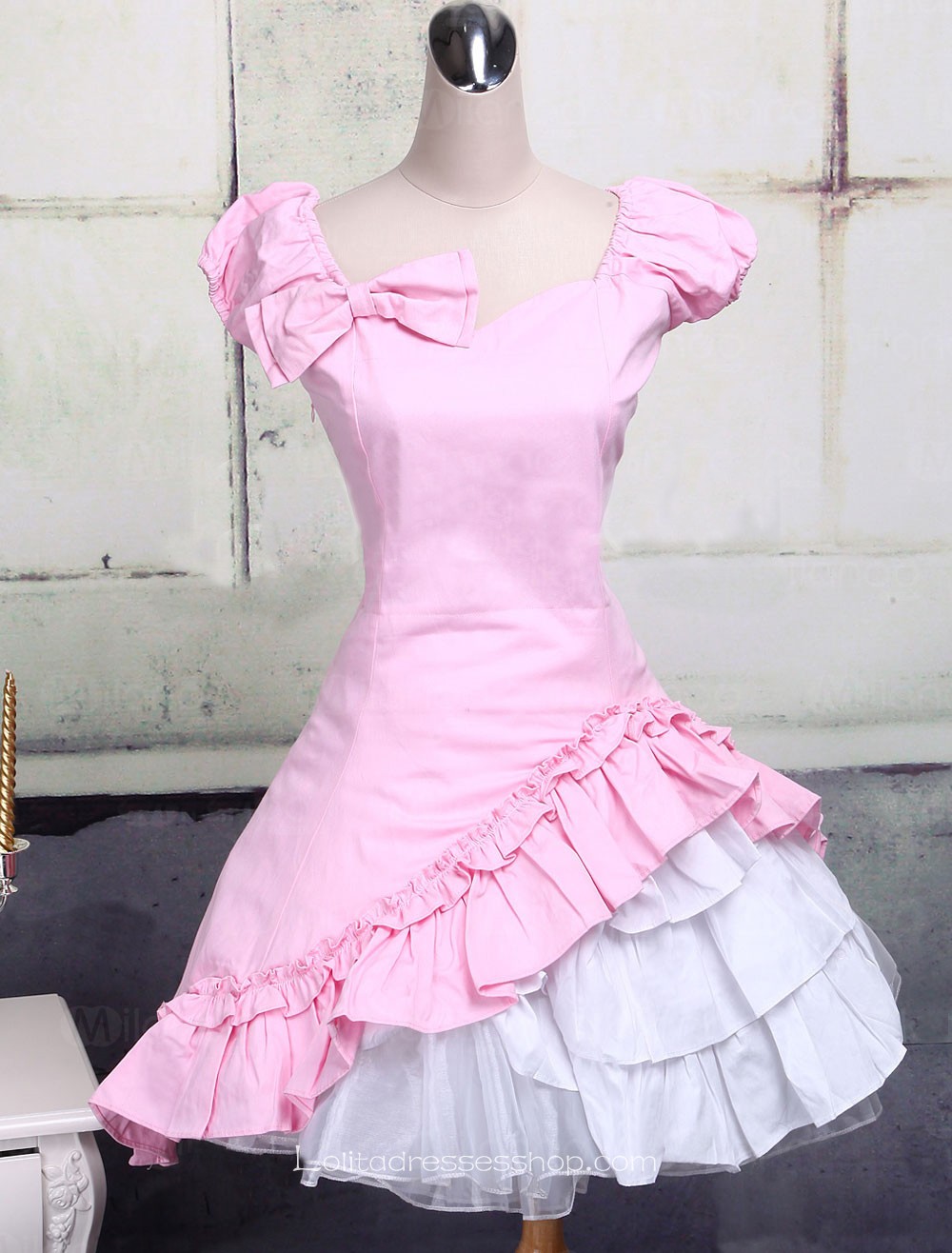 Pink Sweetheart Short Sleeves Ruffles Classic Lolita Dress