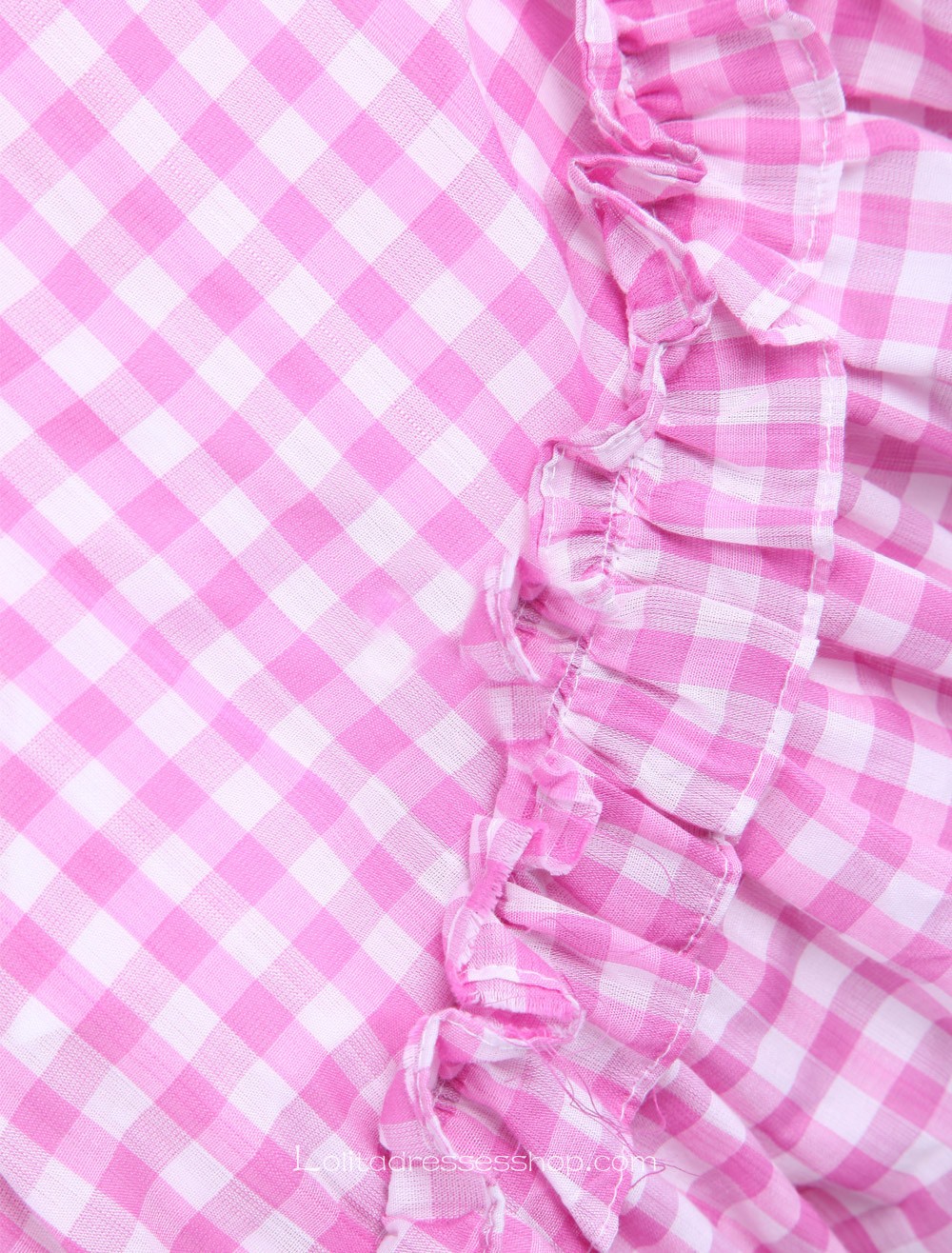 Lovely Pink Checked Bow Short Sleeves Cotton Classic Lolita Dress