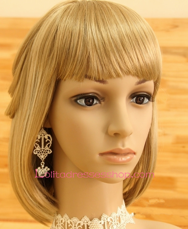 Lolita Wonderland White Lace Crown Earring