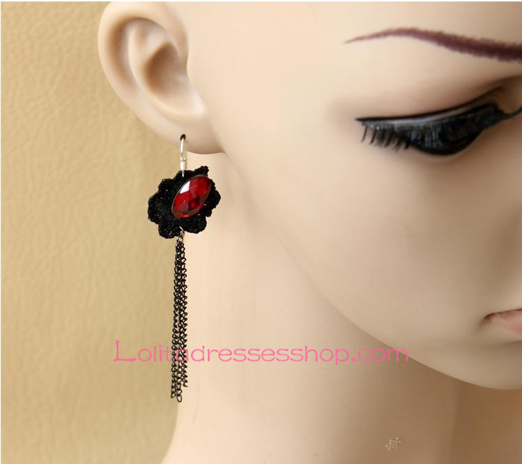 Lolita Temptation Gothic Black Lace Tassels Earring