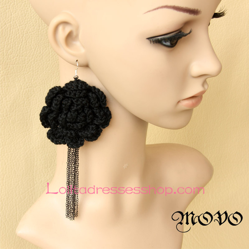 Lolita Big Flowers Long Tassels Christmas Ornament Tassels Earring