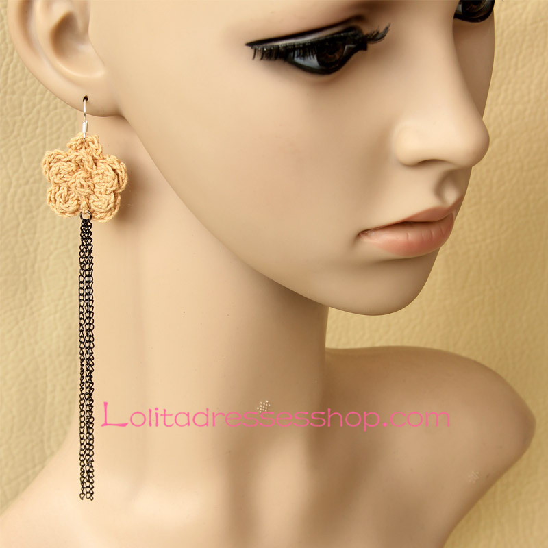 Lolita Small Fresh Flowers Long Tassels Retro Lady Earring