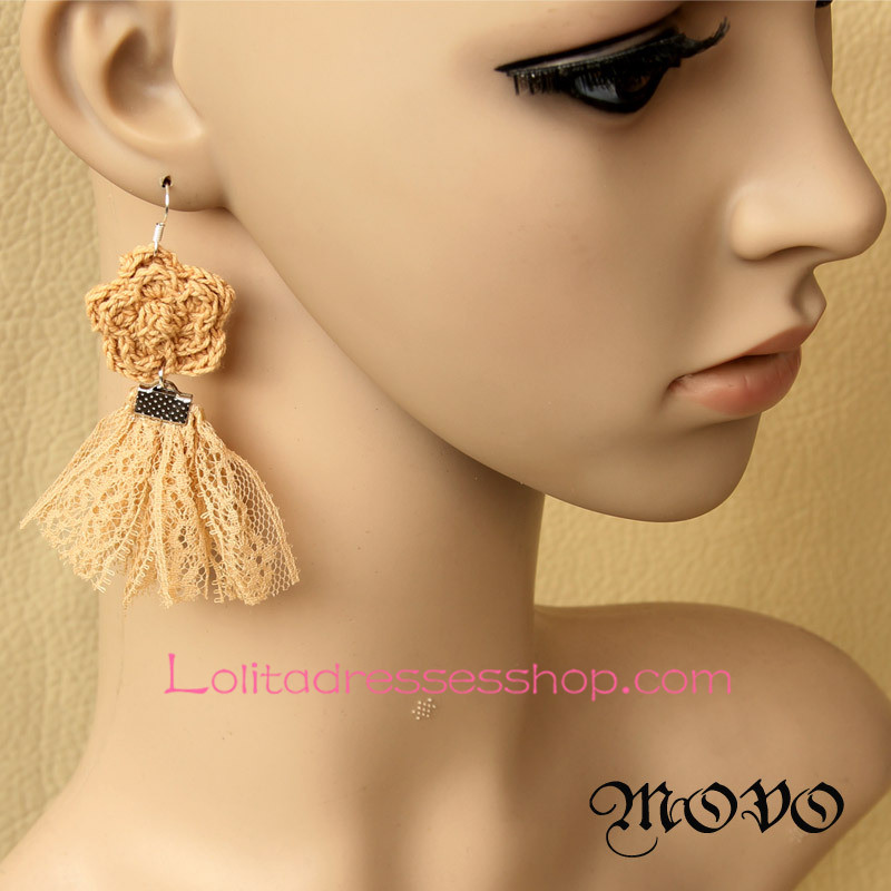 Lolita Retro Flowers Lace Tassels Lady Earring