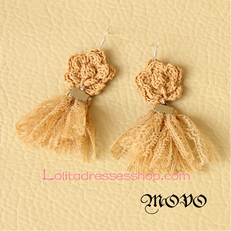 Lolita Retro Flowers Lace Tassels Lady Earring