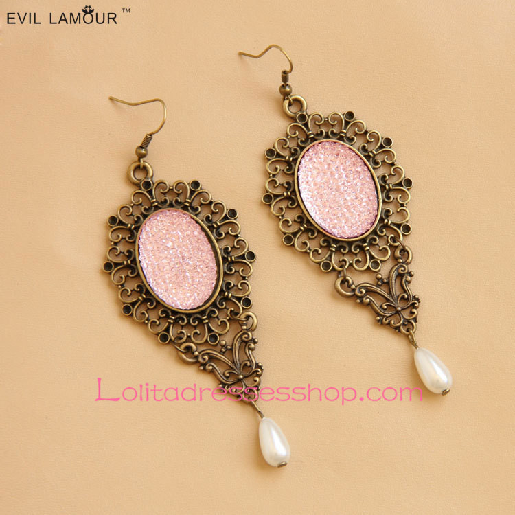 Lolita Moon Fairy Pink Retro Archaize Earring