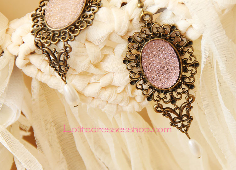 Lolita Moon Fairy Pink Retro Archaize Earring