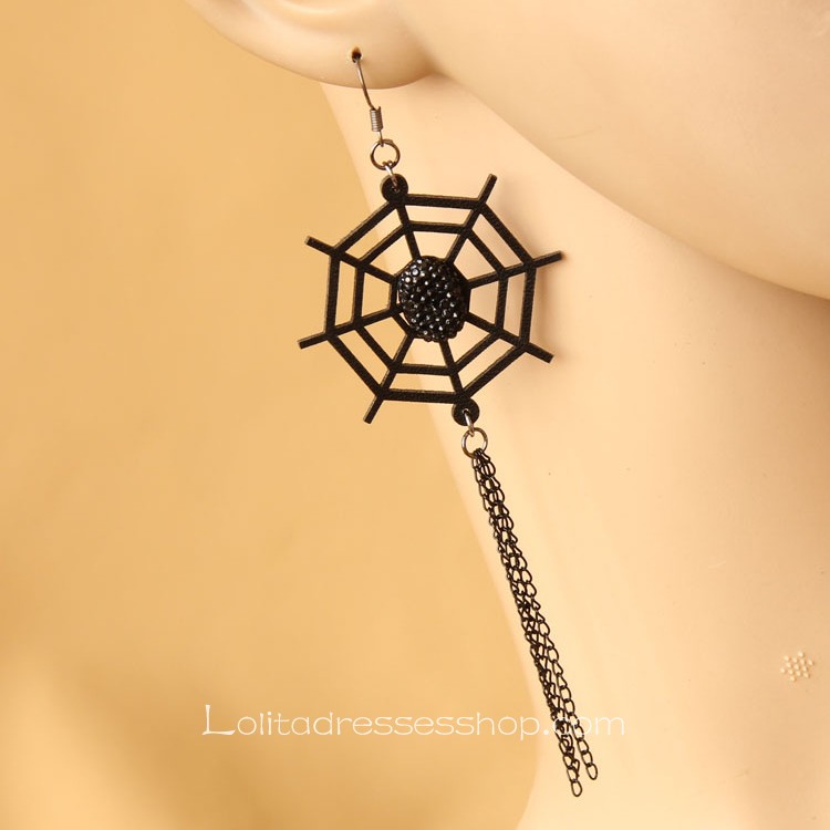 Lolita Black Pearl Cobwebs Personality Earring