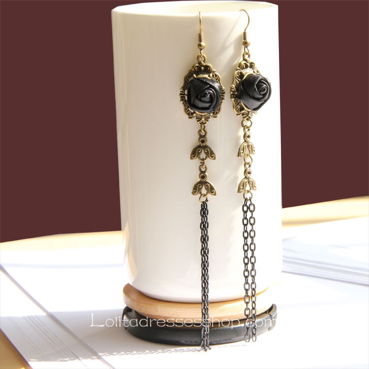 Lolita Gothic Rose Tassels Temperament Earring