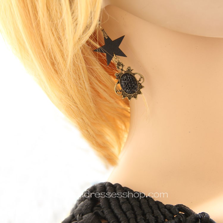 Lolita Lovely Black Creative Fashion Retro Star Earring