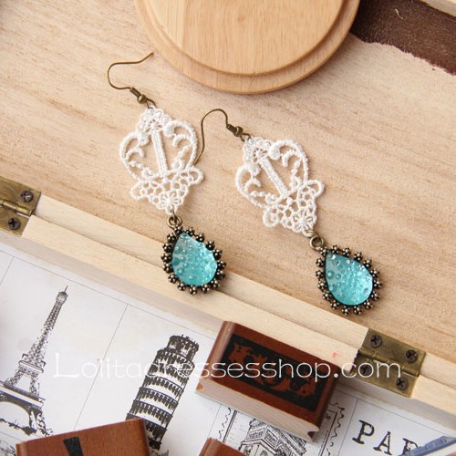 Lolita Lovely Handmade Lace Retro Gem Fashion Earring