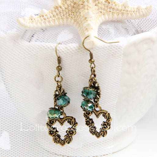 Lolita Artificial Crystal Love Retro Handmade Fashion Earring