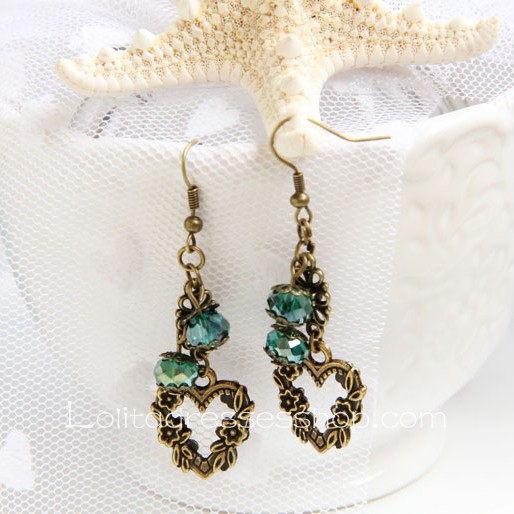 Lolita Artificial Crystal Love Retro Handmade Fashion Earring