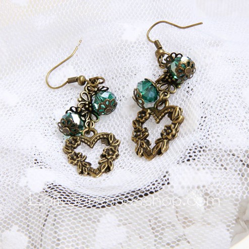 Lolita Artificial Crystal Love Retro Handmade Fashion Earring