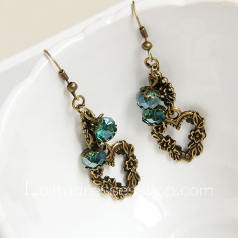 Lolita Artificial Crystal Love Retro Handmade Fashion Earring