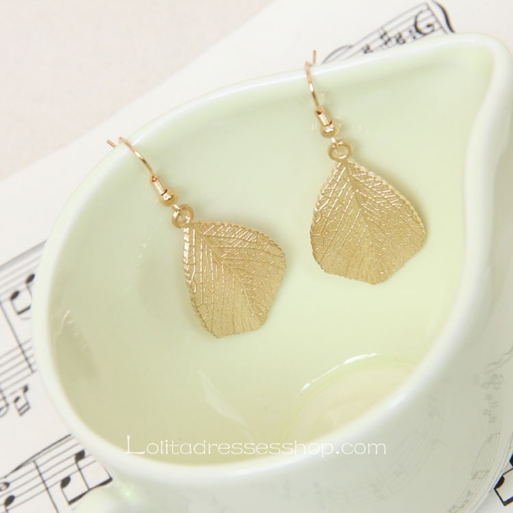 Lolita Fashion Retro Golden Leaves Palace Earring