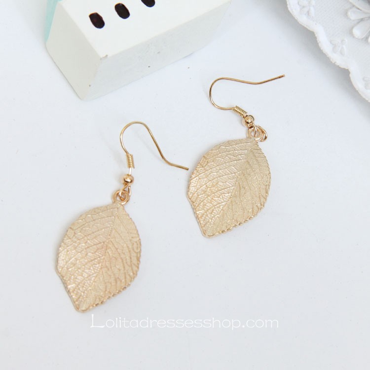 Lolita Fashion Retro Golden Leaves Palace Earring