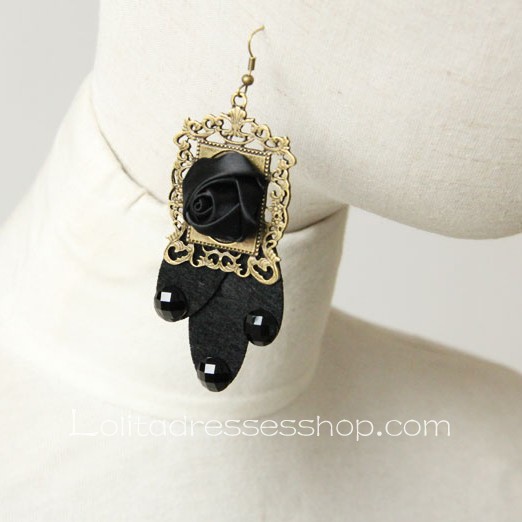 Lolita Gothic Style Black-Rose Retro Handmade Fashion Earring