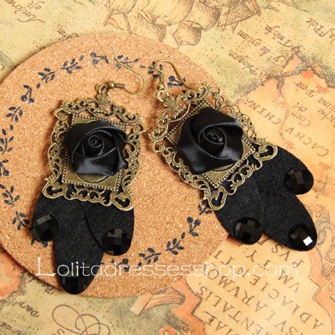 Lolita Gothic Style Black-Rose Retro Handmade Fashion Earring