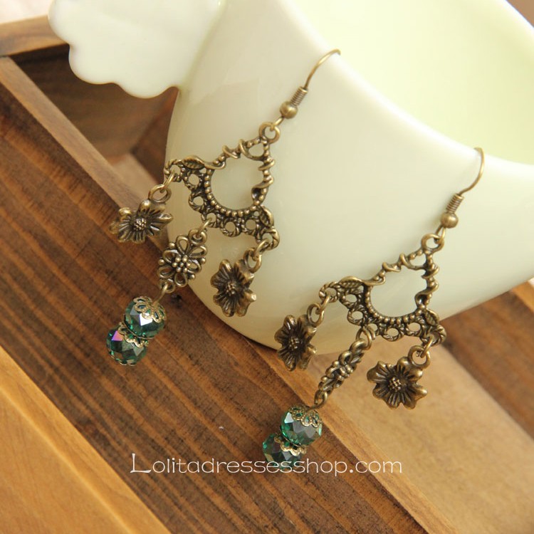 Lolita Gothic Style Handmade Artificial Crystal Flower Retro Fashion Earring
