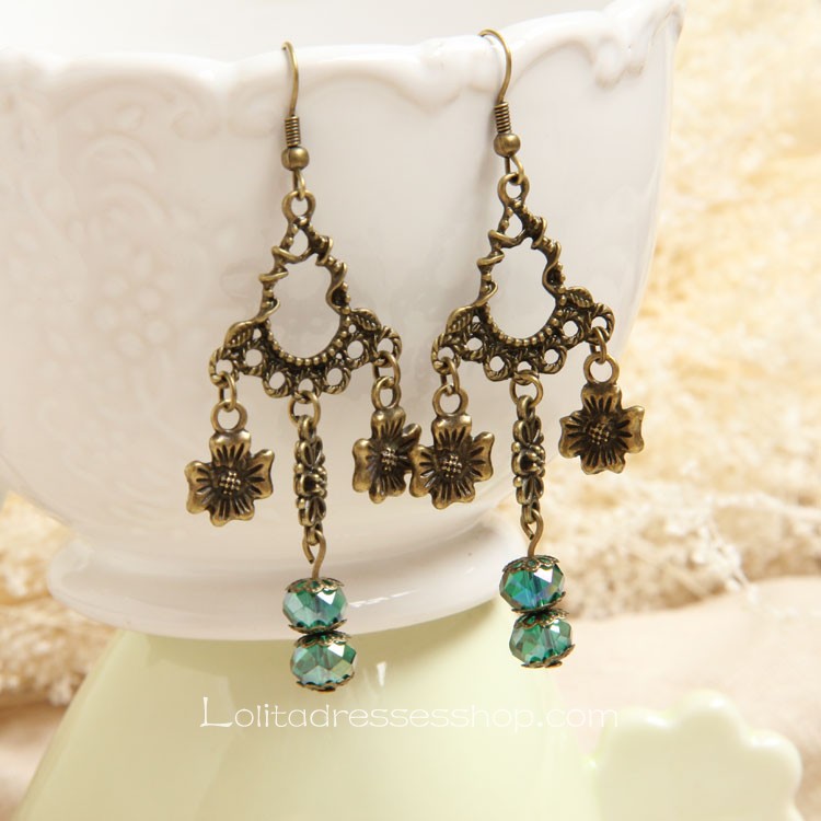 Lolita Gothic Style Handmade Artificial Crystal Flower Retro Fashion Earring