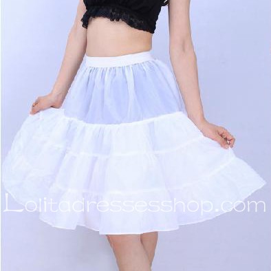 Boneless White Sweet Princess Ornate Palace Organza Tutu Lolita Dress Petticoat