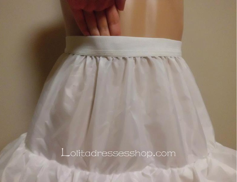 Boneless White Sweet Princess Ornate Palace Organza Tutu Lolita Dress Petticoat