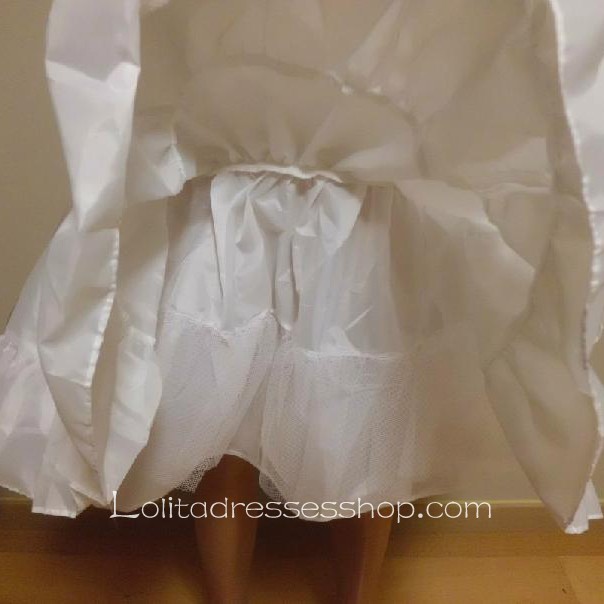 Boneless White Sweet Princess Ornate Palace Organza Tutu Lolita Dress Petticoat