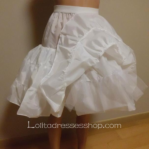 Boneless White Sweet Princess Ornate Palace Organza Tutu Lolita Dress Petticoat