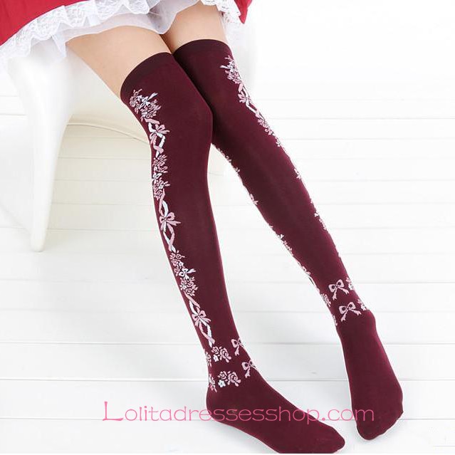 Lovely Wine Red Fashion Candy Dance Lolita Knee Stockings