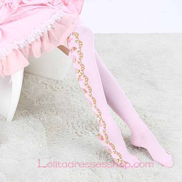 Lovely Fashion Jacquard Tea Sets Pink Lolita Knee Stockings