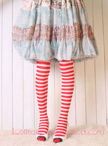 Kawaii Girl Red Bow Personality Vintage Candy Series Lolita Knee Stockings