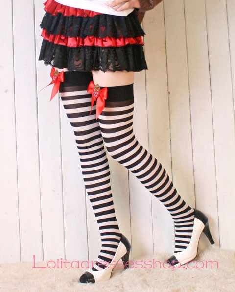 Kawaii Girl Black Bow Personality Vintage Candy Series Lolita Knee Stockings