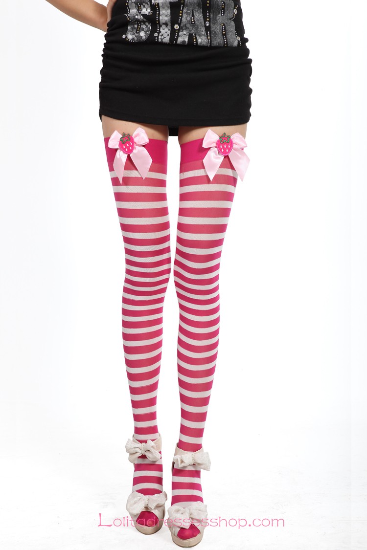 Kawaii Girl Pink Bow Personality Vintage Candy Series Lolita Knee Stockings