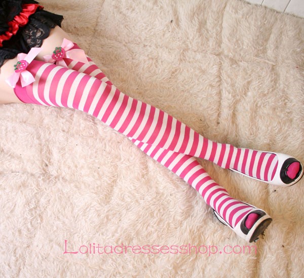 Kawaii Girl Pink Bow Personality Vintage Candy Series Lolita Knee Stockings