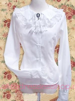 Noble White Doll Collar Lace Trim Lolita Blouse