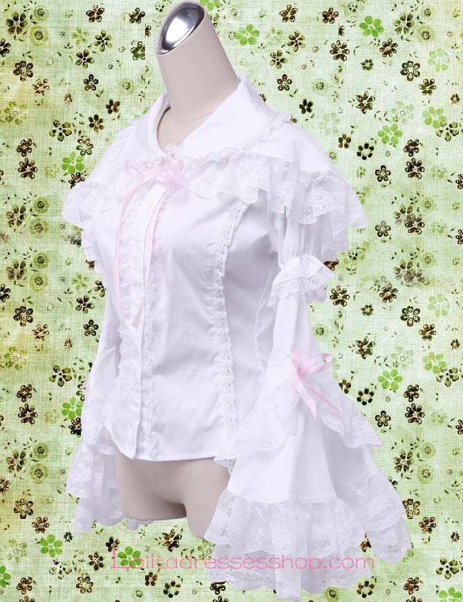 Sweet Princess Trumpet Sleeves Doll Collar Lace Trim Lolita Blouse