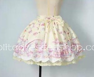 Lovely Lace Hem Bow Milk Planet Lolita Skirt