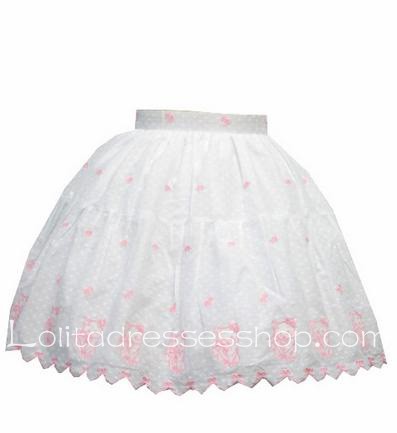 Pink Cute Cat pattern Petal Hem White Pruff Lolita Skirt
