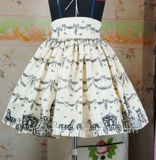 Buff Snow Castle Decoration Elastic Waist Lolita Skirt