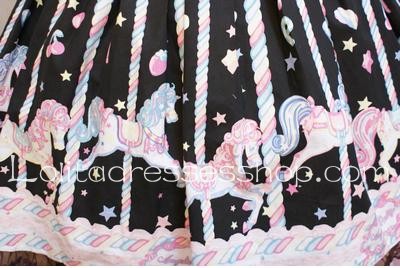 Lovely Candy Trojans Bow Lace Hem Black Lolita Skirt