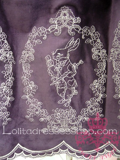 Purple Alice Poker Rabbit Embroidery Flounce Petal Hem Lolita Skirt