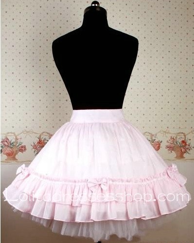 Sweet Pleasant Pink Bow Flounce Pleated Lolita Skirt