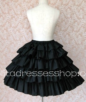 Pure Black Elegant Multi-Layers Towering Lolita Skirt