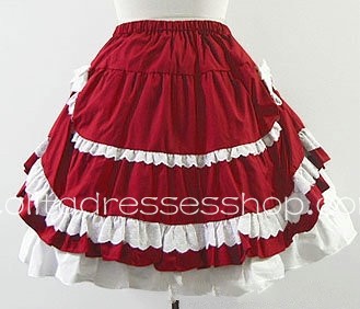 Lovely White Lace Hem Wild Fashion Red Lolita Skirt