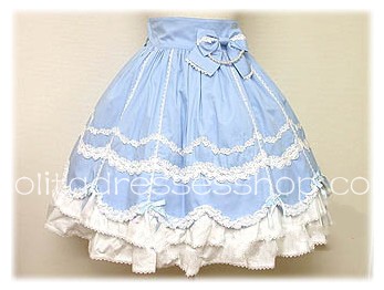 Lovely White Lace Blue Gorgeous royal princess Lolit Skirt
